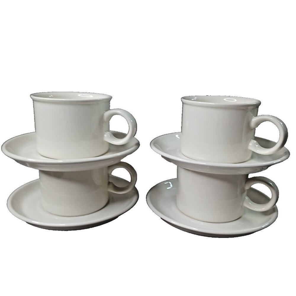 Stonehenge Midwinter White Vintage 4 Cups and Saucers Made in England Smooth #1